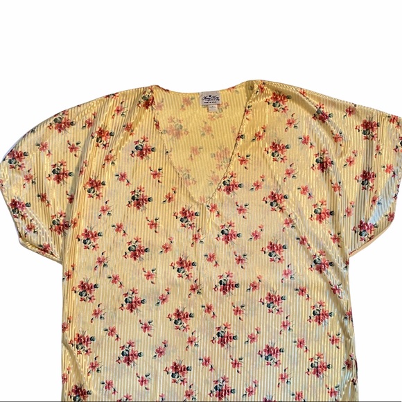 Nancy King Lingerie Yellow Pink Floral Silky Gown - Picture 3 of 9